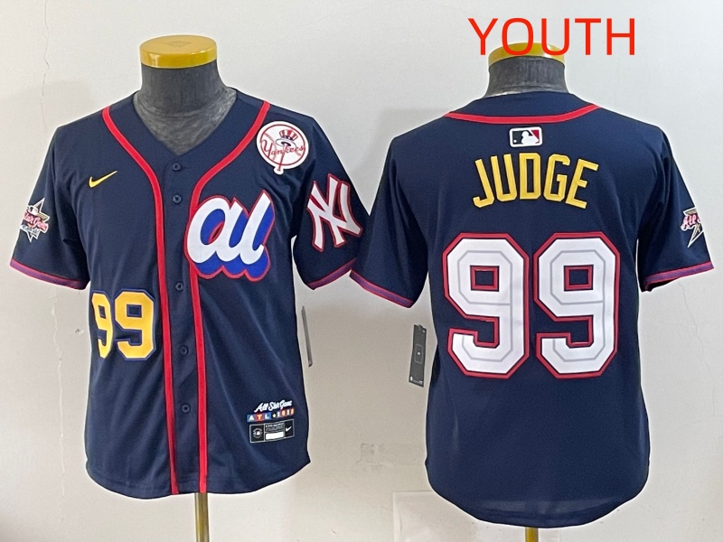 Youth 2025 New York Yankees 99 Judge Drak Blue All star Blank Blue Nike MLB Jersey style 6